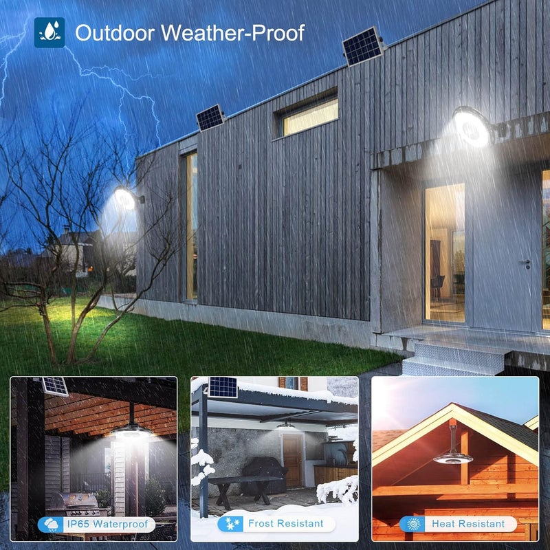 INDARUN Indoor Outdoor Solar Shed Lights, Solar Motion Lights Outdoor Waterproof, with 5 Modes & Remote Control, Up to 3000LM, Pendant Lights for Porch Gazebo, Garage, Barn Light for Chicken Coop - Image 5